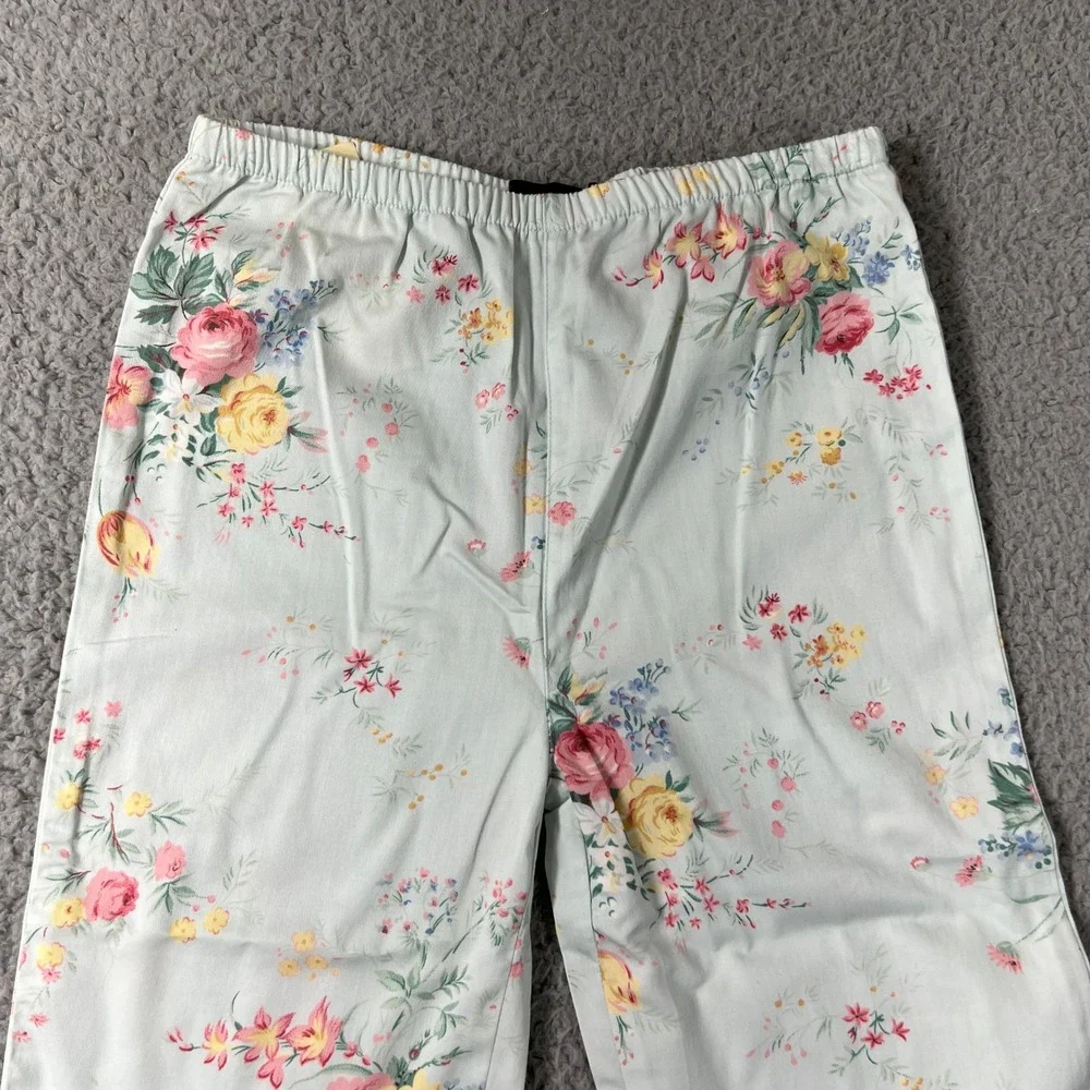 Ralph Lauren Pajama Set Girls Size 6 Mint‎ Green Floral Avignon Sleeveless Pants